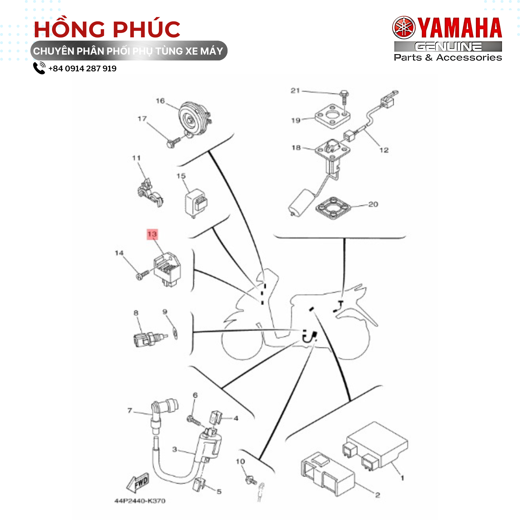 Cuộn Sạc - Dòng Xe: Jupiter, Jupiter Fi, Sirius, Mio, Sirius Fi, Taurus, Nouvo, Exciter 135, Exciter 150, Luvisa - Mã HH: 2B5H19600100 - ảnh thu nhỏ 2