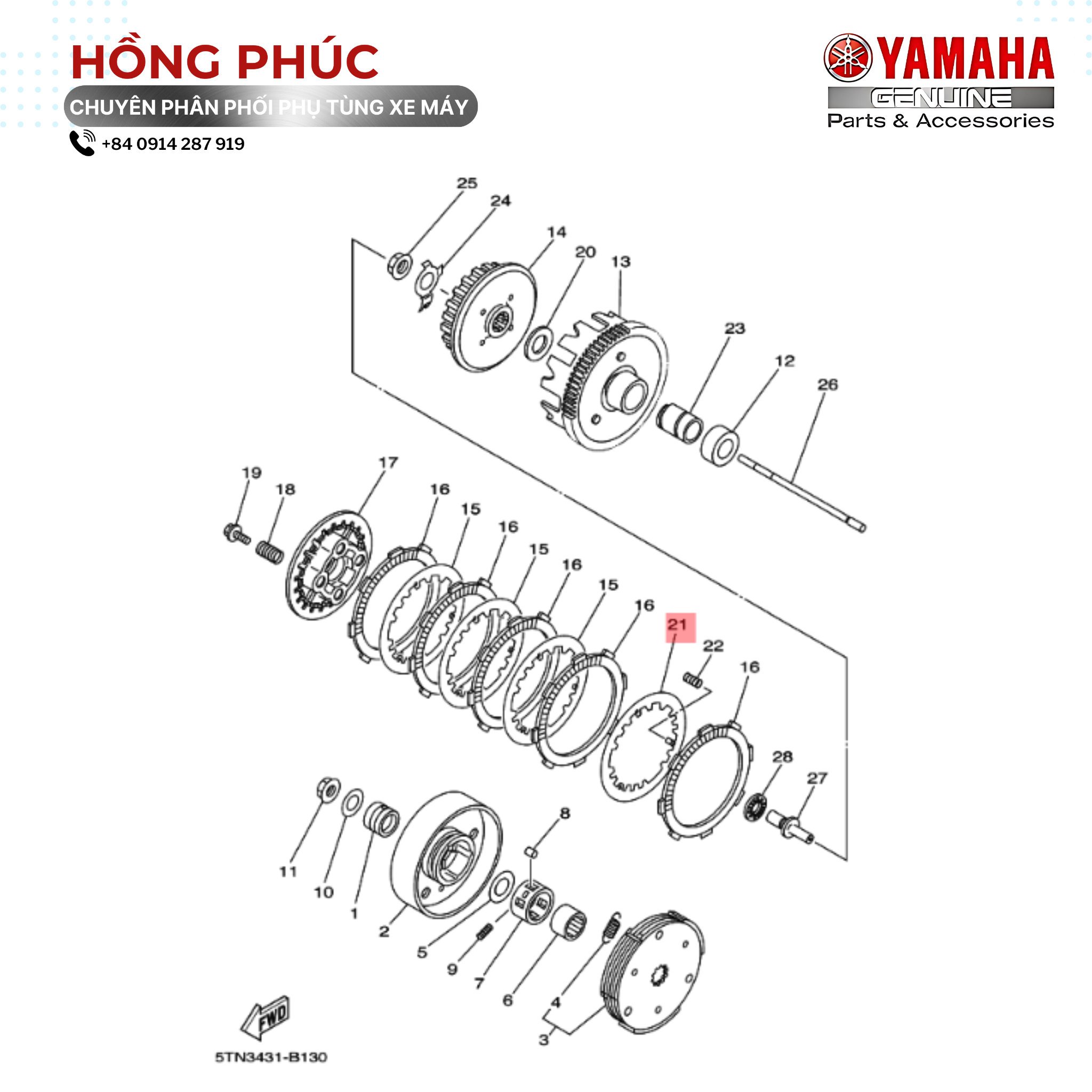 Bộ Đệm Nồi Côn Bằng Sắt - Dòng Xe: Jupiter, Sirius - Mã HH: 5B9E63500000 - ảnh thu nhỏ 2