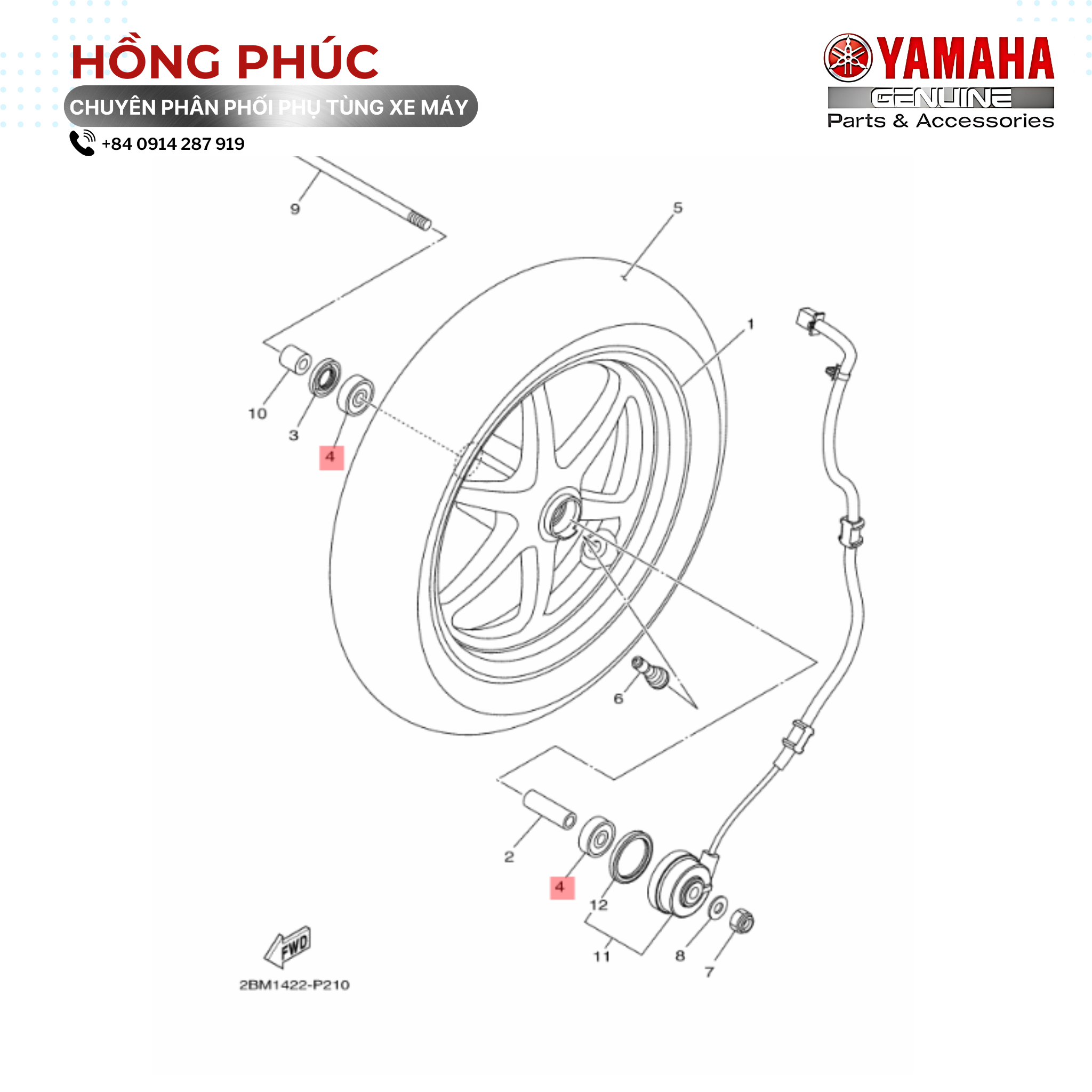 Vòng Bi - Dòng Xe: Jupiter, Jupiter Fi, Sirius, Mio, Sirius Fi, Taurus, Nouvo, Grande, Exciter 135, Exciter 150, Acruzo, NVX, Luvisa, Freego, Latte - Mã HH: 93306300YF00 - ảnh thu nhỏ 2