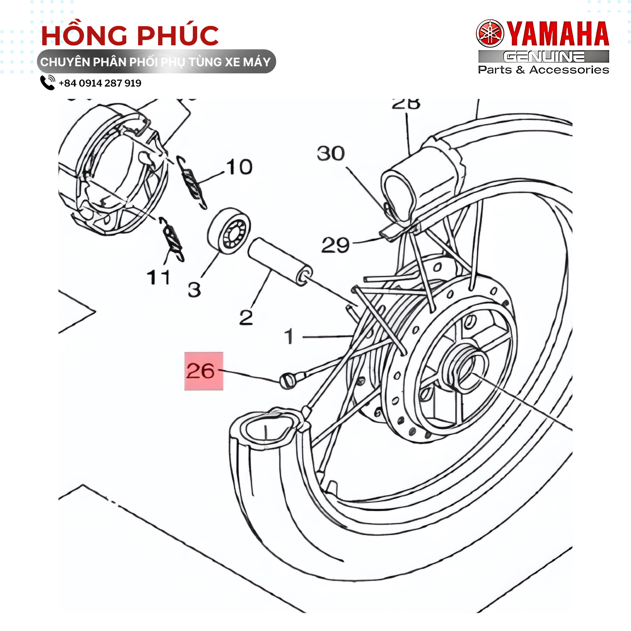 Bộ Nan Hoa Sau - Dòng Xe: Jupiter, Jupiter Fi, Sirius, Sirius Fi, Taurus - Mã HH: 16SF53040000 - ảnh thu nhỏ 2