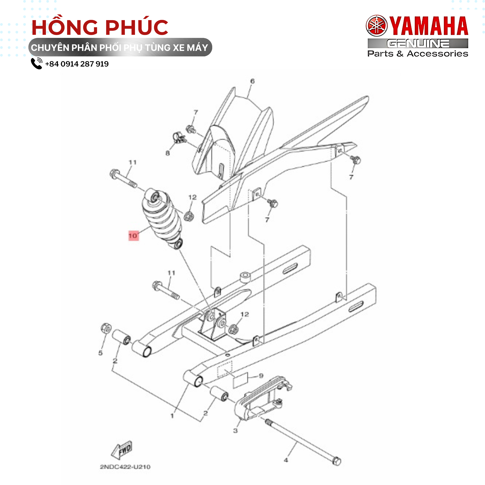 Cụm Giảm Xóc Sau (đen 33) - Dòng Xe: Exciter 150, Exciter 155 - Mã HH: 2NDF22103100 - ảnh thu nhỏ 2