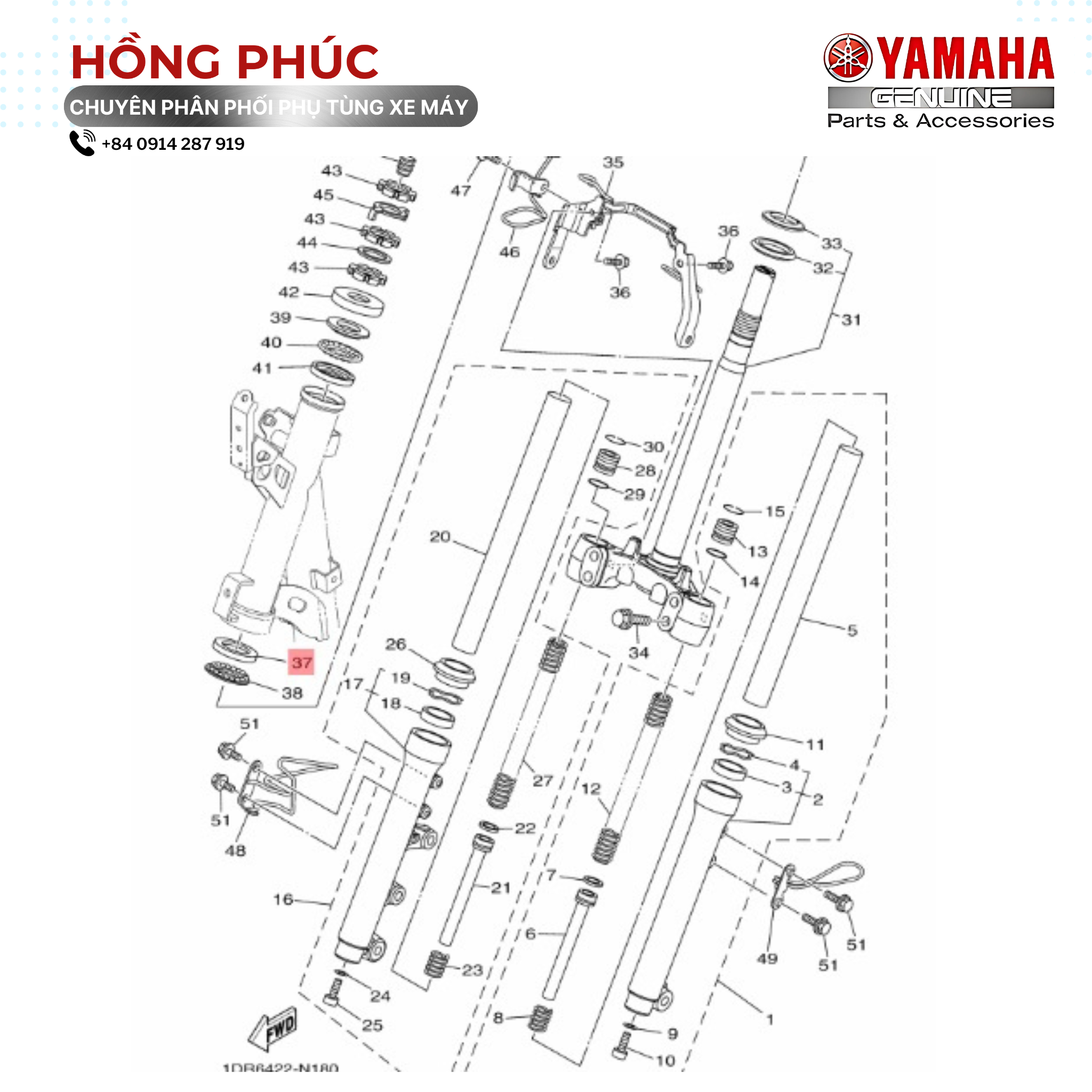 Bát Phốt Trước - Dòng Xe: Jupiter, Jupiter Fi, Sirius, Sirius Fi, Taurus, Nouvo, Nozza, Exciter 135, Exciter 150, Exciter 155 - Mã HH: 1S9F34120000 - ảnh thu nhỏ 2